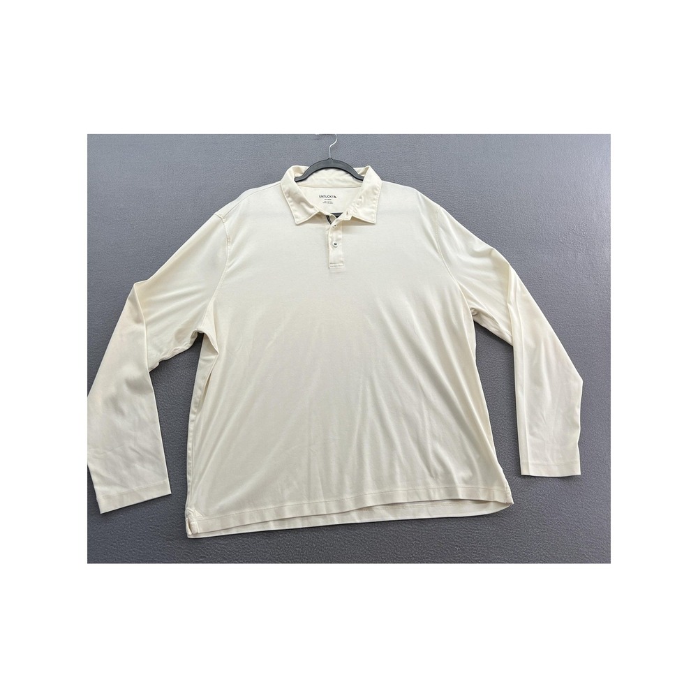 UNTUCKit Shirt Mens XXL White Long Sleeve Cotton Polo Shirt Collared